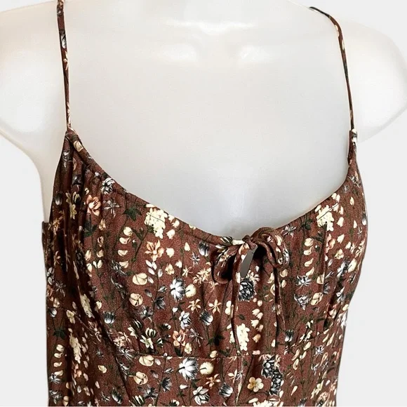 ARITZIA Wilfred Bellow Midi Dress Brown Floral Smocked Back Milkmaid Size 2 - Picture 4 of 8